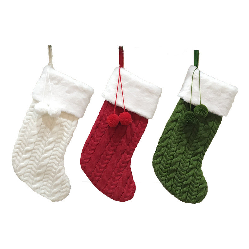 Window thick knitted wool christmas socks gift bag