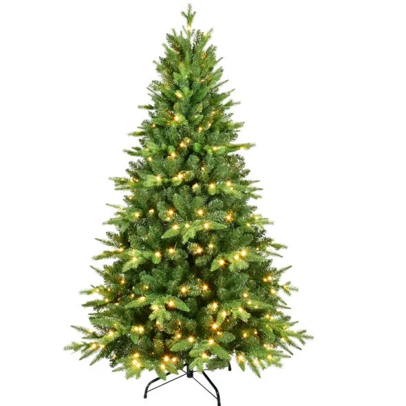 5FT PE PVC Mixed Automatic Christmas Tree With Lights Xmas Decoration Light Up Holiday Season