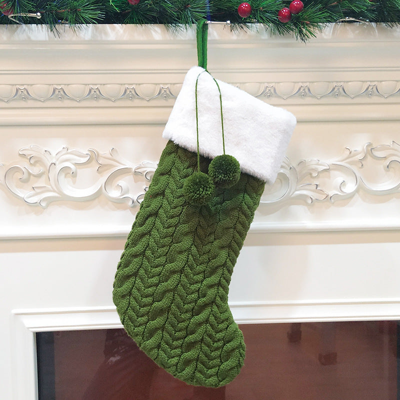 Window thick knitted wool christmas socks gift bag