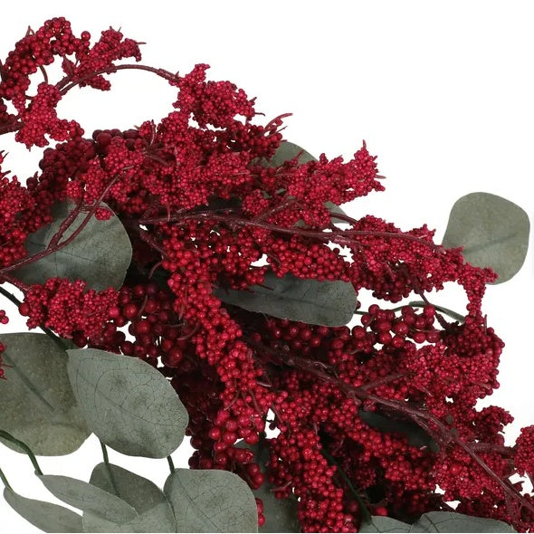 29 Artificial Christmas Wreath With Eucalyptus    Berries,Decorations For Everyday Farmhouse Window OutdoorIndoor