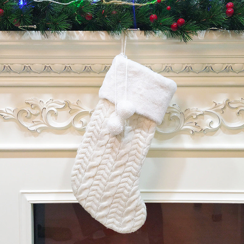 Window thick knitted wool christmas socks gift bag