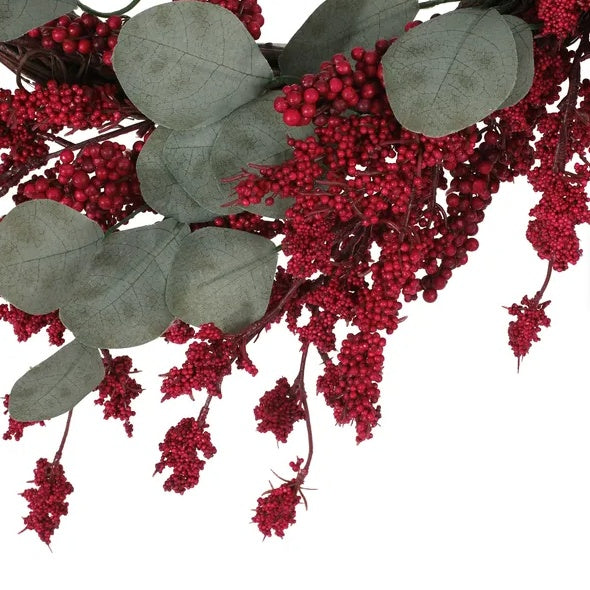 29 Artificial Christmas Wreath With Eucalyptus    Berries,Decorations For Everyday Farmhouse Window OutdoorIndoor