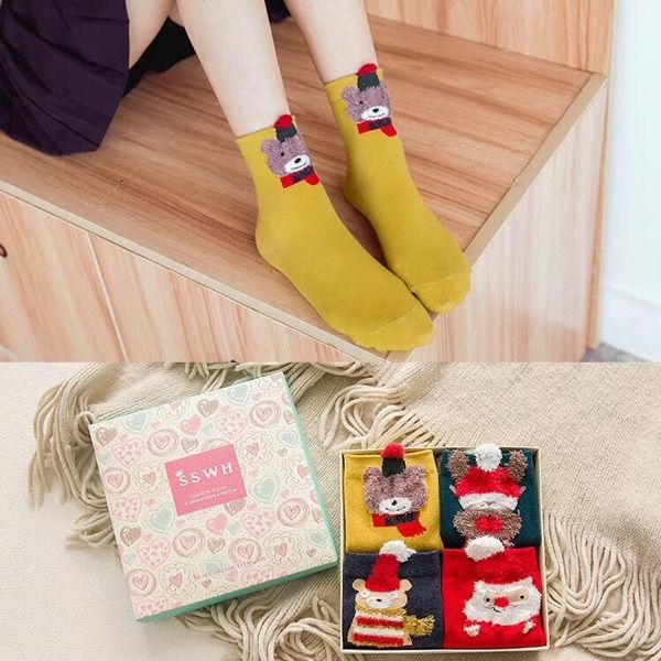 Sweat-absorbent Deodorant Socks Red Socks Ladies Autumn and Winter Pure Cotton