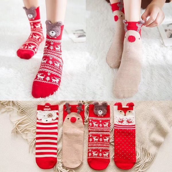 Sweat-absorbent Deodorant Socks Red Socks Ladies Autumn and Winter Pure Cotton