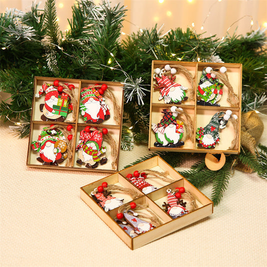 Christmas Decoration Wooden Colorful Christmas Tree Ornaments For The Elderly