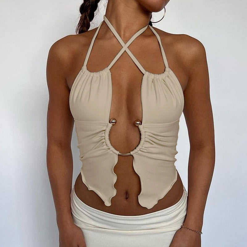 Women's Hollow-out Halter Camisole Exposed Navel