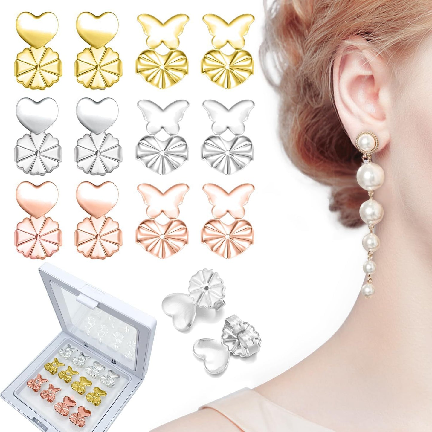 6 Pairs Earrings Heart-shaped Aid Anti-drop