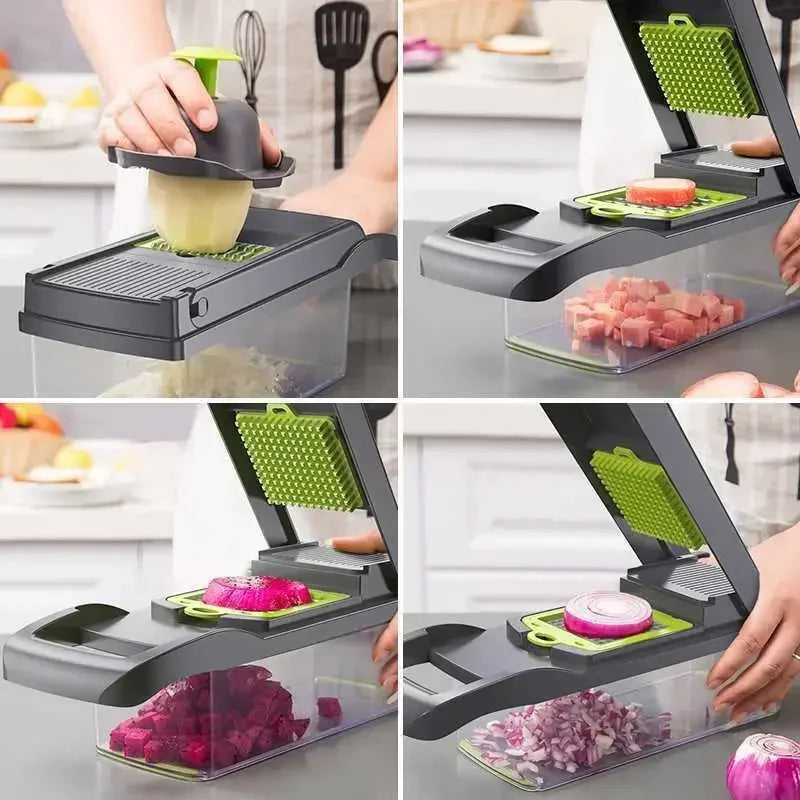 14/15/16 in 1 Multifunctional Vegetable Chopper Slicer Shredder with Basket Fruit Slicer Potato Shredder Carrot Grind Gadgets