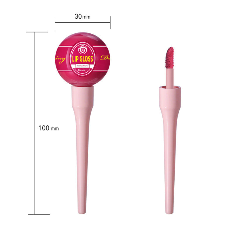 Lollipop Lip Glaze Tint Pump Crystal Waterproof Lip Gloss Niche Small Pepper Stain Moisturizing Sexy Flash