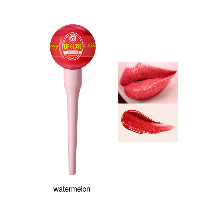 Lollipop Lip Glaze Tint Pump Crystal Waterproof Lip Gloss Niche Small Pepper Stain Moisturizing Sexy Flash