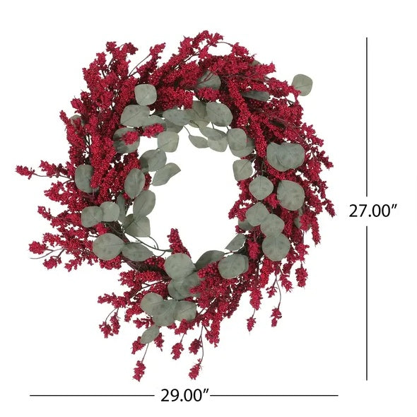 29 Artificial Christmas Wreath With Eucalyptus    Berries,Decorations For Everyday Farmhouse Window OutdoorIndoor